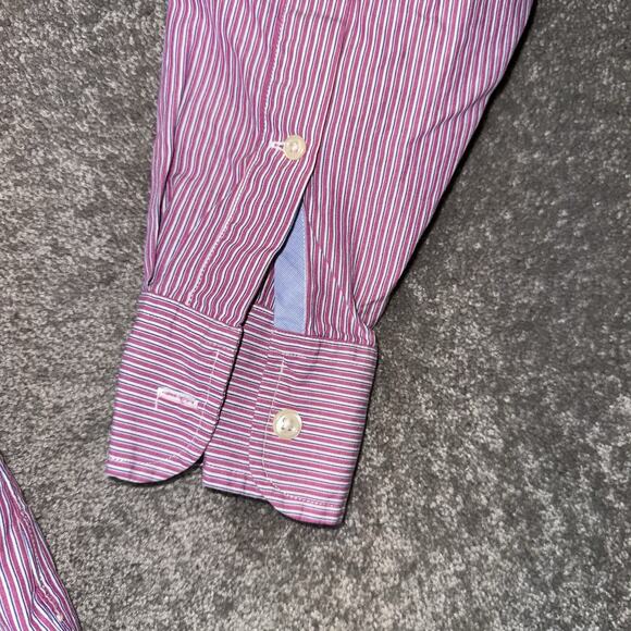 J.Crew 2-Ply Cotton Shirt Medium M Red White Stripe Long Sleeve Button-Up Comfy - Picture 2 of 9